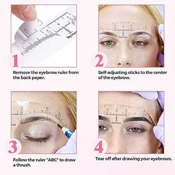 Skymore Eyebrow Ruler, 100Pcs Eyebrow Stencil Microblading Ruler, Disposable Eyebrow Template Eyebrow Ruler Sticker, Eyebrow Shape Kit for Microblading Supplies, 3 Minutes Makeup Tools For Eyebrow