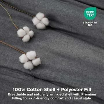 Bedsure Comforter Set King Size - Cotton Fabric with Microfiber Inner Fill, Dark Grey Soft Bed Set for All Seasons, 3 Pieces, 1 Comforter (104" x 90") and 2 Pillow Cases (20" x 36")