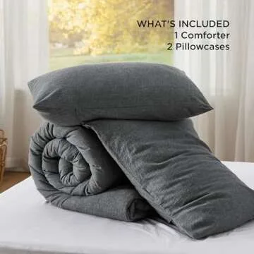 Bedsure Comforter Set King Size - Cotton Fabric with Microfiber Inner Fill, Dark Grey Soft Bed Set for All Seasons, 3 Pieces, 1 Comforter (104" x 90") and 2 Pillow Cases (20" x 36")