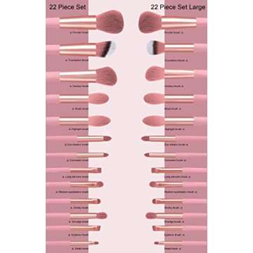 Koccido Makeup Brushes 22 Pcs Makeup Kit,Foundation Brush Eyeshadow Brush Make up Brushes Set (Pink, 22 Piece Set Large)