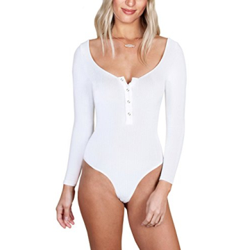Queen.M Women's Basic Solid Bodysuit - Stylish and Versatile