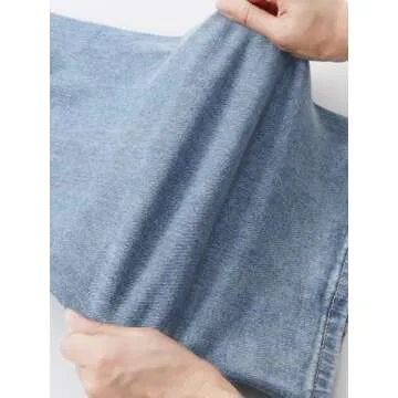 HDLTE Women Wide Leg Jeans Junior High Waist Baggy Jeans Loose Boyfriends Jeans Blue Washed