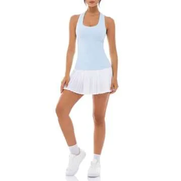 Lavento Women's Racerback Workout Top Waist-Length - Active Running Yoga Tank Tops (Powder Blue, 2)