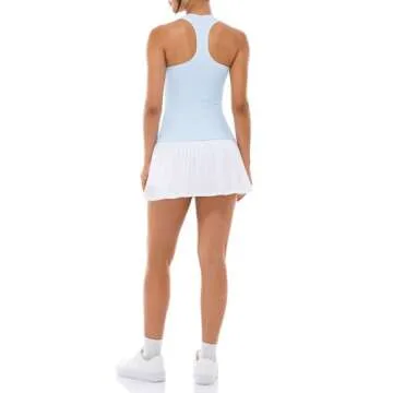 Lavento Women's Racerback Workout Top Waist-Length - Active Running Yoga Tank Tops (Powder Blue, 2)