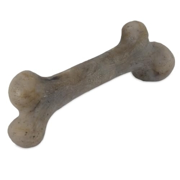Pet Qwerks Dinosaur BarkBone - Durable Nylon Dog Bone with Bacon Flavor for Tough Chewers