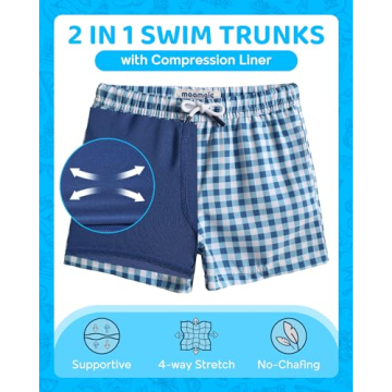 maamgic Boys Swim Trunks with Compression Liner for Toddlers