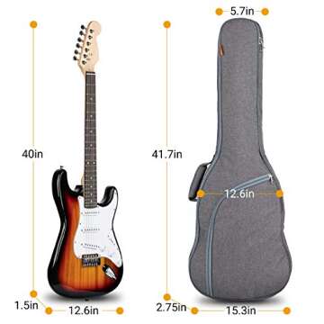 CAHAYA Electric Guitar Bag Padded Electric Guitar Gig Bag Case 0.35in Padding Dual Adjustable Shoulder Strap Electric Guitar Case CY0175