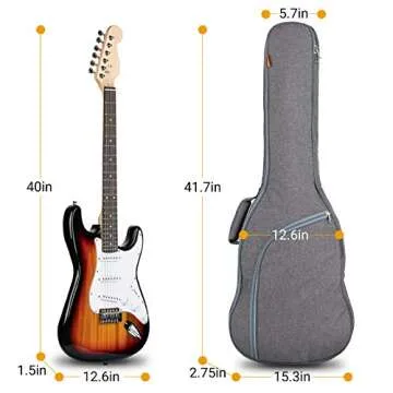CAHAYA Electric Guitar Bag Padded Electric Guitar Gig Bag Case 0.35in Padding Dual Adjustable Shoulder Strap Electric Guitar Case CY0175