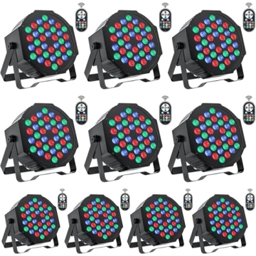 U`King 10-Pack 36LED RGB Stage Lights with Remote & DMX