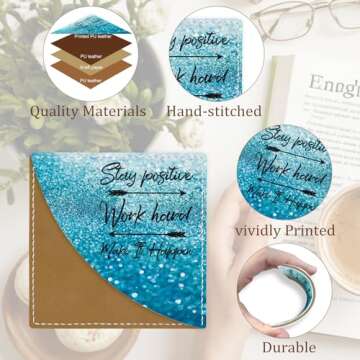 Icycay Stay Positive Corner Bookmarks, Cute Leather Book Accessories for Book Lovers, 3 Pcs Reading Book Page Markers for Women Men Student Teacher Girls Boys Kids Retirement Birthday Gifts