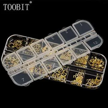 3D Nails Art Metal Charms Studs Jewels Decals Decorations Accessories 800+Pieces Gold Nail Micro Caviar Beads Star Moon Rivet Design Supplies with Tweezers Nail Tools