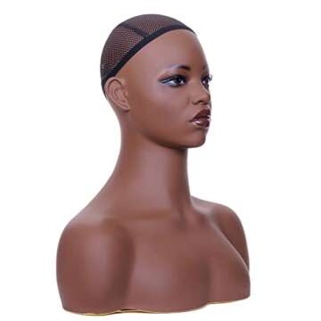 JINGFA Whosale Realistic Female Mannequin Head with Shoulders Manikin Wig Head Stands for Wigs,Makeu...