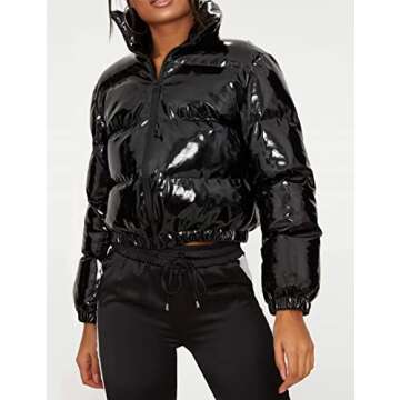 UANEO Women's Stylish Cropped Puffer Jacket for Winter