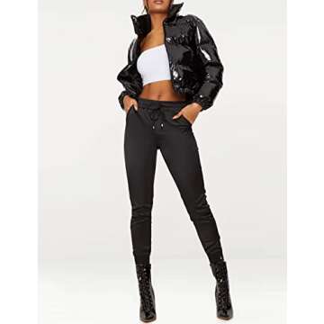 UANEO Women's Stylish Cropped Puffer Jacket for Winter