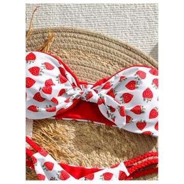 GORGLITTER Cute Strawberry Bikini Set for Women
