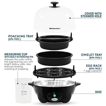 Elite Gourmet Rapid Egg Cooker for Perfect Boiled Eggs