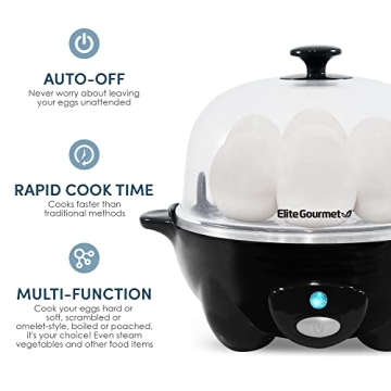 Elite Gourmet Rapid Egg Cooker for Perfect Boiled Eggs