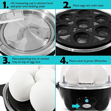Elite Gourmet Rapid Egg Cooker for Perfect Boiled Eggs