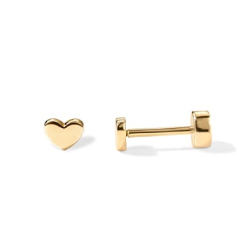 PAVOI 14K Gold Plated Heart Flat Back Stud Earrings - Hypoallergenic Comfort for Daily Wear
