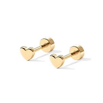 PAVOI 14K Gold Flat Back Stud Earrings - Elegant Comfort