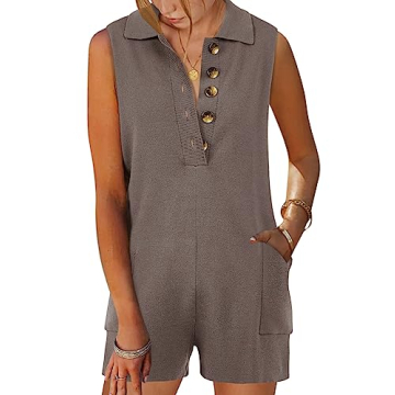 Tymidy Women's Knit Sweater Romper Sexy V-Neck Loungewear