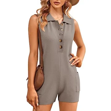Tymidy Women's Knit Sweater Romper Sexy V-Neck Loungewear