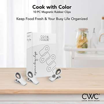 COOK WITH COLOR Bag Clips with Magnet- Food Clips, Chip Clips, Bag Clips for Food Storage with Airti...