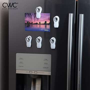 COOK WITH COLOR Bag Clips with Magnet- Food Clips, Chip Clips, Bag Clips for Food Storage with Airtight Seal Grip for Bread Bags, Snack Bags and Food Bags (White, Pack of 10)