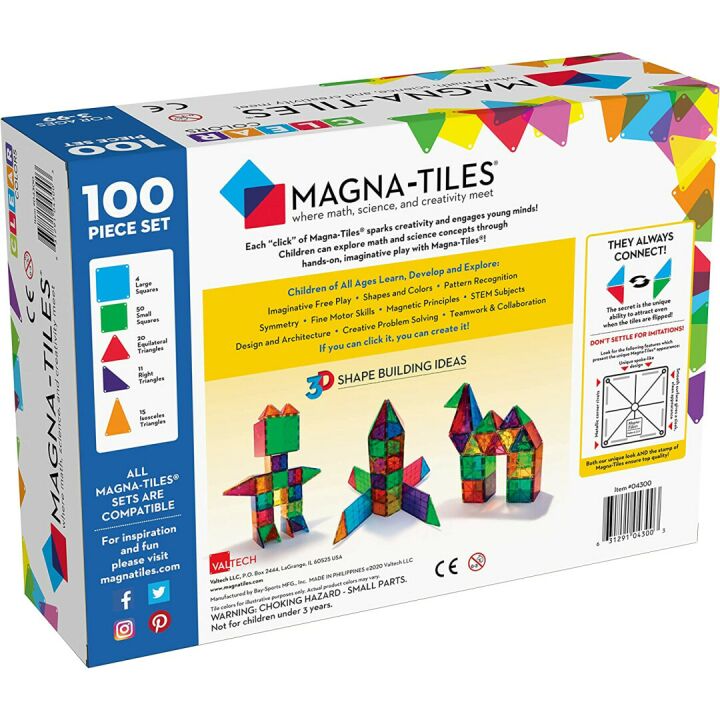 Magna-Tiles 100-Piece Set for Creative Kids Play
