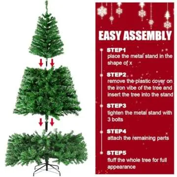 RooTrimmer Christmas Tree, 7 FT Artificial Christmas Tree, Xmas Pine Tree with Solid Foldable Metal Stand Perfect for Indoor and Outdoor Holiday Decoration, Green