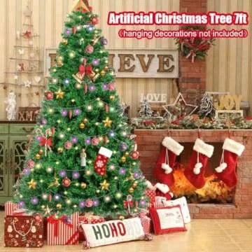 RooTrimmer Christmas Tree, 7 FT Artificial Christmas Tree, Xmas Pine Tree with Solid Foldable Metal Stand Perfect for Indoor and Outdoor Holiday Decoration, Green