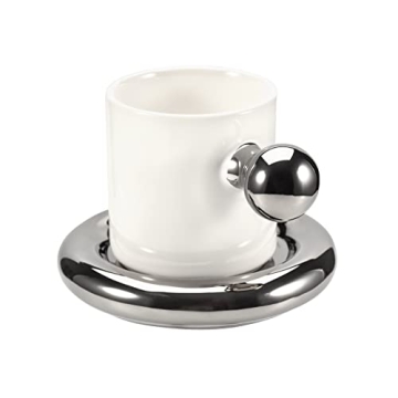 Koythin Ceramic Coffee Mug, Cute Mug Ball Handle with Saucer for Office and Home, Creative Cup with ...