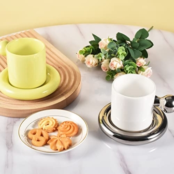 Koythin Ceramic Coffee Mug with Saucer - 10 oz Stylish Design