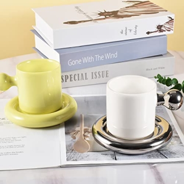 Koythin Ceramic Coffee Mug with Saucer - 10 oz Stylish Design