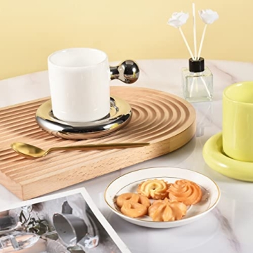 Koythin Ceramic Coffee Mug with Saucer - 10 oz Stylish Design