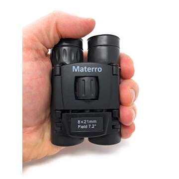 Materro High-Powered 8x21 Compact Binoculars for Adults and Kids, Waterproof, Durable, Folds to Fit in Your Pocket