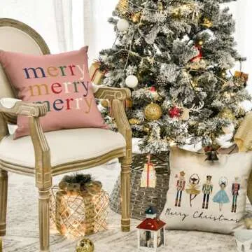 AVOIN colorlife Merry Christmas Nutcracker Pink Throw Pillow Covers, 18 x 18 Inch Winter Holiday Party Cushion Case Decoration for Sofa Couch Set of 4