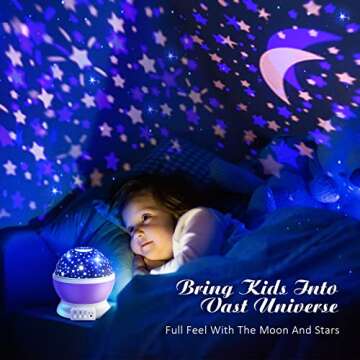 DEVRNEZ Gifts for 2-12 Year Old Kids Rotating Starlight Projector Night Light for Girls Room Toys for Age 3-11 Girls Romantic Magical Toy Gift for 4-10 Year Old Boys Christmas Gifts Decor (Violet)