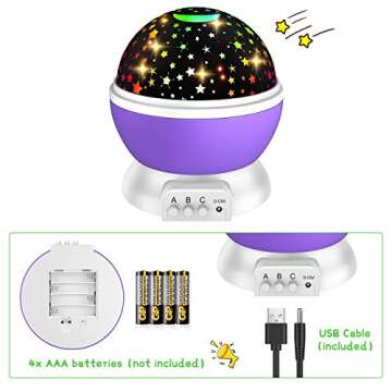 DEVRNEZ Gifts for 2-12 Year Old Kids Rotating Starlight Projector Night Light for Girls Room Toys for Age 3-11 Girls Romantic Magical Toy Gift for 4-10 Year Old Boys Christmas Gifts Decor (Violet)