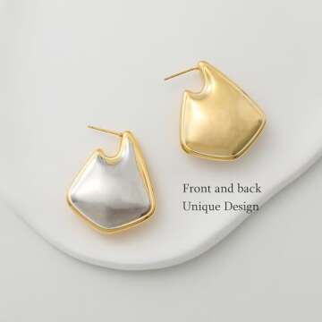 Trendy Two Tone Gold Earrings for Women - SHERLOVE