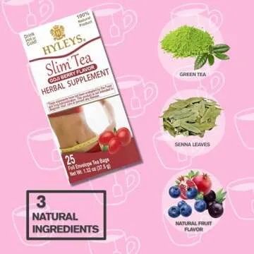 Hyleys Slim Tea Weight Loss Herbal Supplement with Goji Berry - Cleanse and Detox - 50 Tea Bags