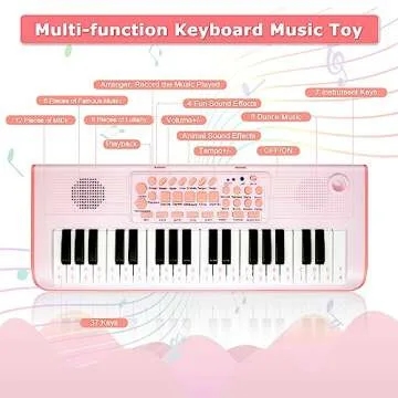 Kids Pink Mini Piano with Microphone for Girls
