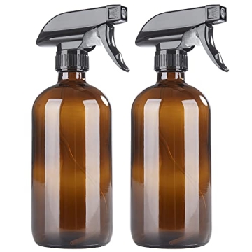 HOMBYS Amber Glass Spray Bottles for Cleaning Solutions, 16 oz Empty Refillable Containers with Labe...