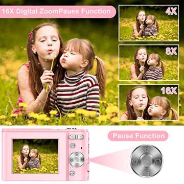 Digital Baby Camera for Kids Teens Boys Girls Adults,1080P 48MP Kids Camera with 32GB SD Card,2.4 Inch Kids Digital Camera with 16X Digital Zoom, Compact Mini Camera (Pink)