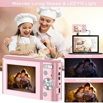 Digital Baby Camera for Kids Teens Boys Girls Adults,1080P 48MP Kids Camera with 32GB SD Card,2.4 Inch Kids Digital Camera with 16X Digital Zoom, Compact Mini Camera (Pink)