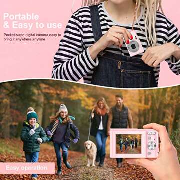Digital Baby Camera for Kids Teens Boys Girls Adults,1080P 48MP Kids Camera with 32GB SD Card,2.4 Inch Kids Digital Camera with 16X Digital Zoom, Compact Mini Camera (Pink)