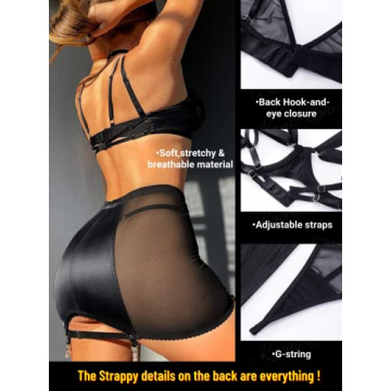 Kaei&Shi Sheer Mesh Choker Lingerie Set for Women