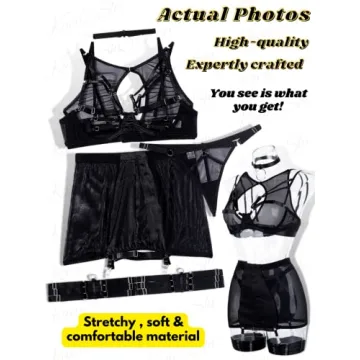 Kaei&Shi Sheer Mesh Choker Lingerie Set for Women