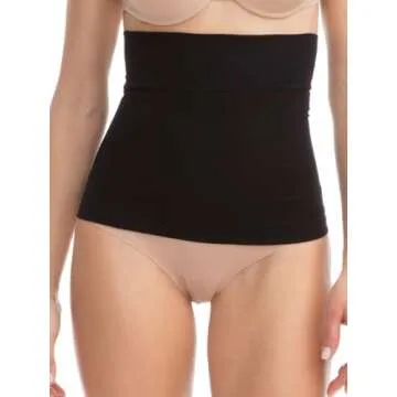 Farmacell Waist Trainer for Women Made in Italy - Seamless Shapewear Tummy Control - Slimming Corset - 605 (Black, M)