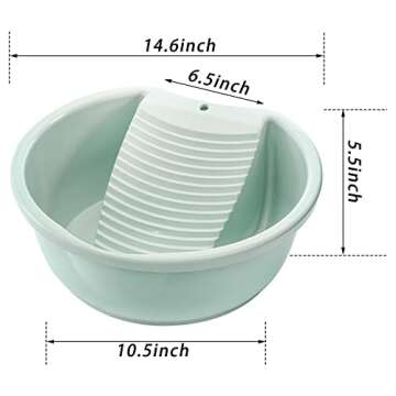 SOUJOY 2 Pack Washboard Basin for Hand Washing Clothes, Plastic Non-Slip Washtub with Integrated Was...